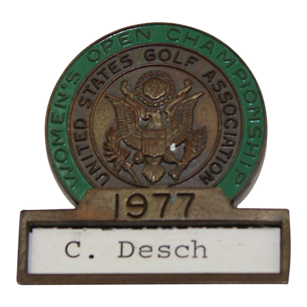 1977 US Womens Open at Hazeltine National GC Contestant Badge - Hollis Stacy Winner