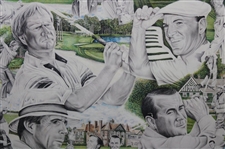 'The Grand Slam' Collage Print Featuring Gene Sarazen, Ben Hogan, Jack Nicklaus & Gary Player by Artist Michael Marron - Framed