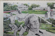 'The Grand Slam' Collage Print Featuring Gene Sarazen, Ben Hogan, Jack Nicklaus & Gary Player by Artist Michael Marron - Framed