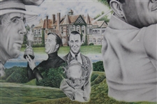 'The Grand Slam' Collage Print Featuring Gene Sarazen, Ben Hogan, Jack Nicklaus & Gary Player by Artist Michael Marron - Framed