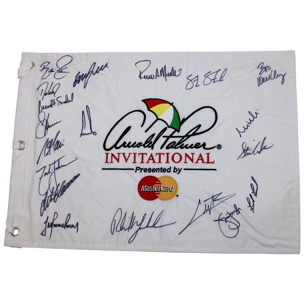 PGA Stars Multi-Signed Arnold Palmer Invitational White Embroidered Flag JSA ALOA