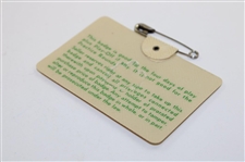 1967 Masters Tournament SERIES Badge #20499 - Gay Brewer Winner