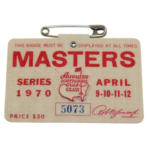 1970 Masters Tournament SERIES Badge #5073 - Billy Casper Winner