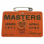 1971 Masters Tournament SERIES Badge #7605 - Charles Coody Winner