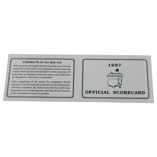 1997 Masters Tournament Official Scorecard - Tiger Woods First Master Win