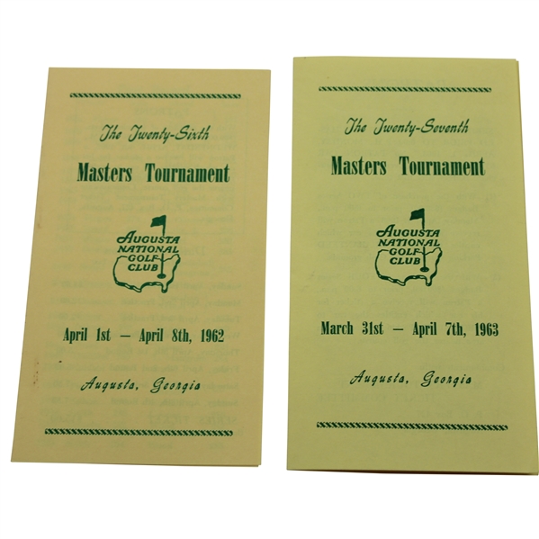 1962 & 1963 Masters Tournament Information Pamphlets - Palmer & Nicklaus Wins