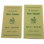 1962 & 1963 Masters Tournament Information Pamphlets - Palmer & Nicklaus Wins