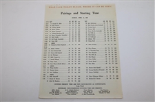 1965 Masters Tournament Complete Thursday-Sunday Pairing Sheets - Jack Nicklaus Win