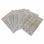 Nine (9) Various Masters Tournament Pairing Sheets - 1962, 1964, 1966 Saturday & 1969