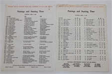 Nine (9) Various Masters Tournament Pairing Sheets - 1962, 1964, 1966 Saturday & 1969