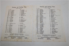 Twenty Three (23) Masters Tournament Pairing Sheets, Par 3, Computer Analysis Sheets & Parking Passes