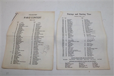 Twenty Three (23) Masters Tournament Pairing Sheets, Par 3, Computer Analysis Sheets & Parking Passes