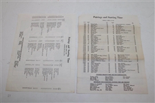 Twenty Three (23) Masters Tournament Pairing Sheets, Par 3, Computer Analysis Sheets & Parking Passes