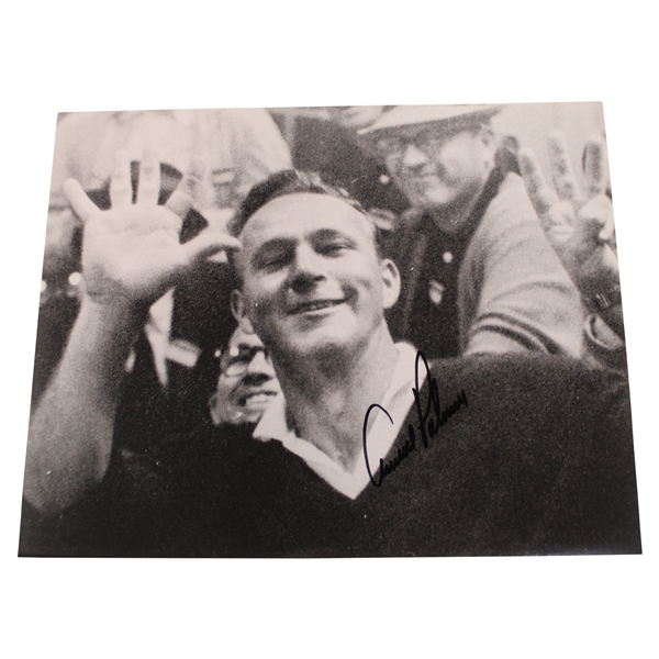 Arnold Palmer Signed Holding Up Eight Fingers 8x10 B&W Photo JSA ALOA