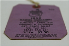 1959 Masters Tournament Final Rd Ticket #330 with Original String - Art Wall Winner & Jack Debut