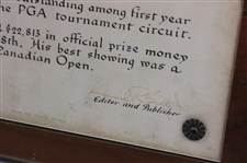 Jacky Cupit's 1961 Golf Digest Rookie Of The Years Award Plaque