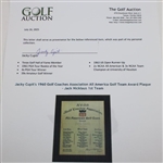 Jacky Cupit's 1959 Golf Coaches Association All America Golf Team Award Plaque