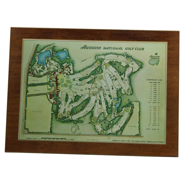 Jacky Cupits 1968 Augusta National Course Map Plaque - Masters Player Gift