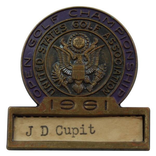 Jacky Cupits 1961 US Open at Oakland Hills Contestant Badge