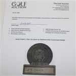 Jacky Cupit's 1961 US Open at Oakland Hills Contestant Badge