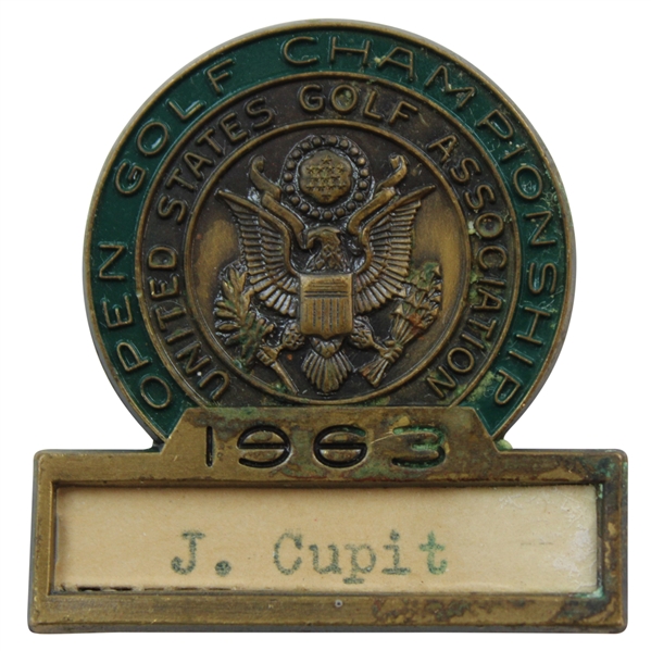 Jacky Cupits 1963 US Open at The Country Club Contestant Badge - Runner-Up Playoff w/Boros & Palmer