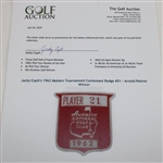 Jacky Cupit's 1962 Masters Tournament Contestant Badge #21 - Arnold Palmer Winner