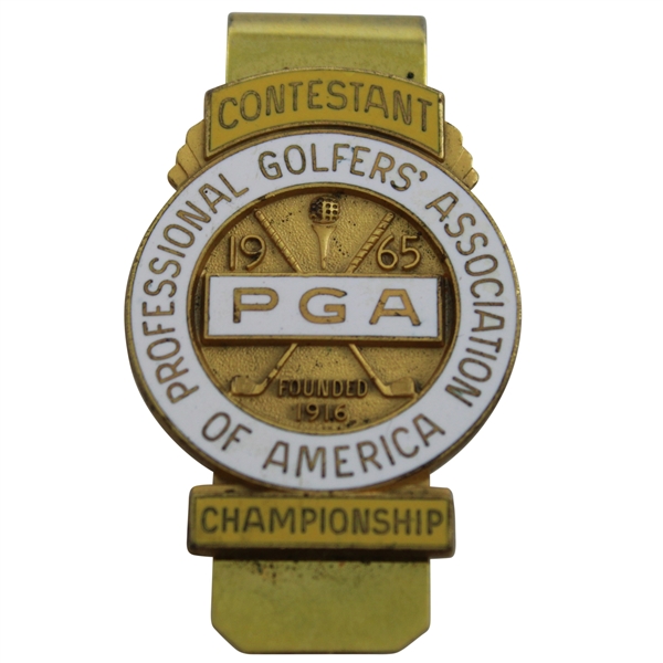 Jacky Cupits 1965 PGA Championship at Laurel Valley CC Contestant Badge/Clip - Dave Marr Winner