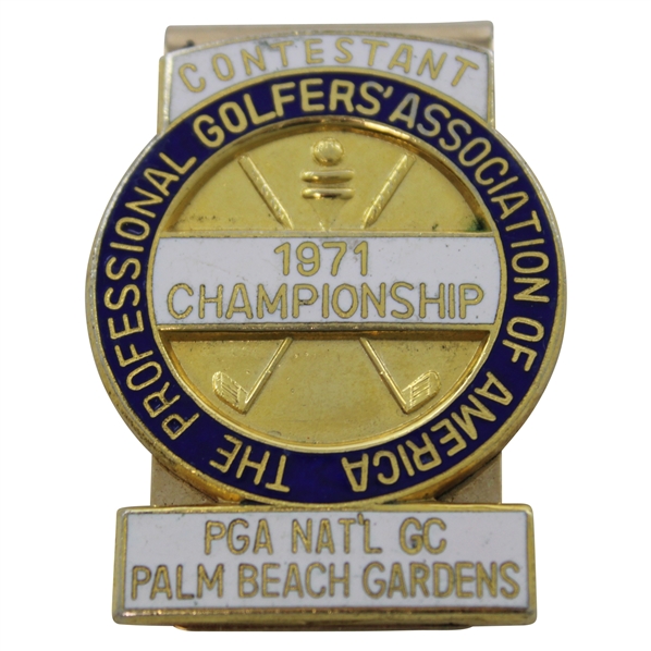 Jacky Cupits 1971 PGA Championship at PGA National GC Contestant Badge/Clip - Jack Nicklaus Winner