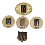 Jacky Cupits Undated Shield, 1980, 1982, 1984 & 1999 PGA Tour Member Pins
