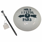 1957 US Open at Inverness Ceramic Tee Marker w/Employee Badge - Nicklaus PGA Tour Debut