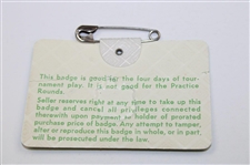 Gary Player Signed 1978 Masters Tournament SERIES Badge #10377 JSA ALOA