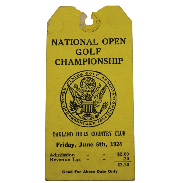 1924 US Open Final Rd Ticket - Walker vs Jones - Only One Known