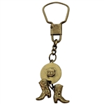 Jacky Cupits 14k Gold Route 66 Boots Keychain