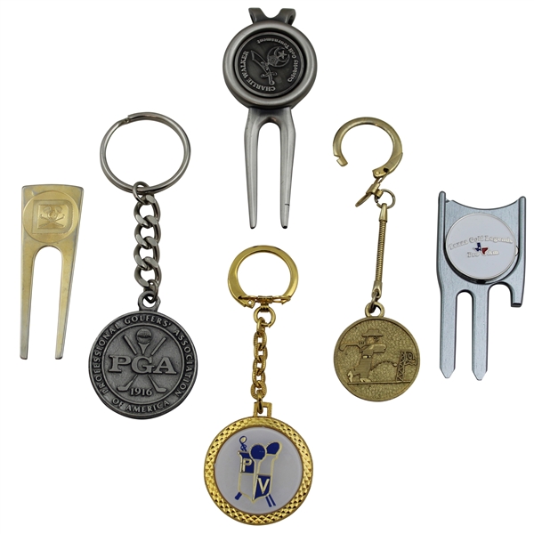 Various Keychains, Divot Tools & Money Clips from the Collection of Jacky Cupit