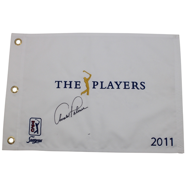 Arnold Palmer Signed 2011 Players Championship Tournament Embroidered Flag JSA ALOA