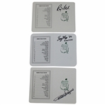Ray Floyd, Larry Mize & Bernhard Langer Signed Augusta National GC Scorecards JSA ALOA