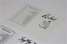 Ray Floyd, Larry Mize & Bernhard Langer Signed Augusta National GC Scorecards JSA ALOA