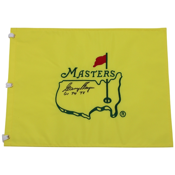 Gary Player Signed Undated Masters Embroidered Flag w/Years Won JSA ALOA