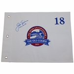 Jack Nicklaus Signed 2015 Open Championship at St. Andrews Old Course w/Winnings Years Embroidered Flag JSA ALOA