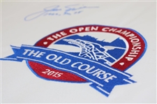 Jack Nicklaus Signed 2015 Open Championship at St. Andrews Old Course w/Winnings Years Embroidered Flag JSA ALOA