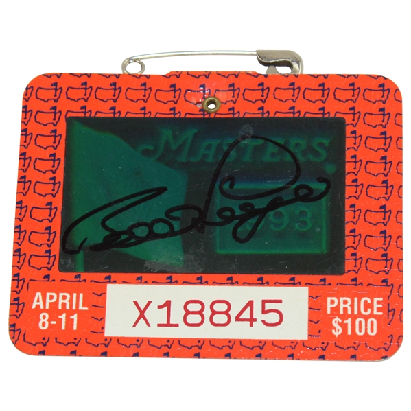 Bernhard Langer Signed 1993 Masters Tournament SERIES Badge #X18845 JSA ALOA 