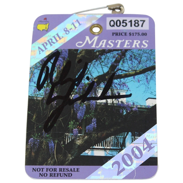 Phil Mickelson Signed 2004 Masters Tournament SERIES Badge #Q05187 JSA ALOA