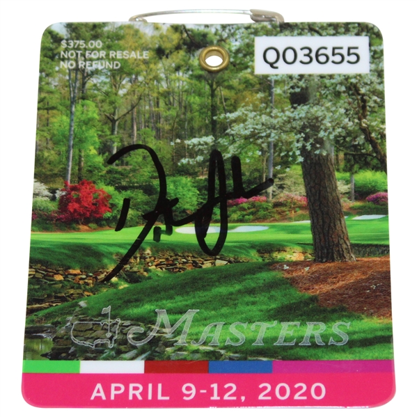 Dustin Johnson Signed 2020 Masters Tournament Series Badge #Q03655 JSA ALOA