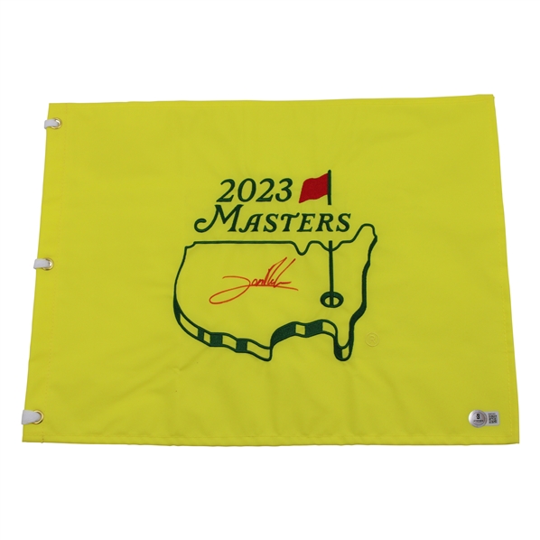 John Rahm Signed 2023 Masters Tournament Embroidered Flag Beckett #BM63483