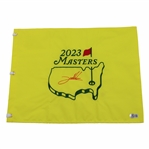 John Rahm Signed 2023 Masters Tournament Embroidered Flag Beckett #BM63483