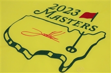 John Rahm Signed 2023 Masters Tournament Embroidered Flag Beckett #BM63483