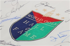 Nicklaus, Watson & Twenty-One (21) Others Multi-Signed World Golf Hall of Fame Embroidered Flag JSA ALOA