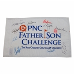 Nicklaus & Others Multi-Signed PNC Father Son Golf Challenge Embroidered Flag JSA ALOA