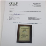 Jacky Cupit's 2018 Lifetime Achievement Award Plaque