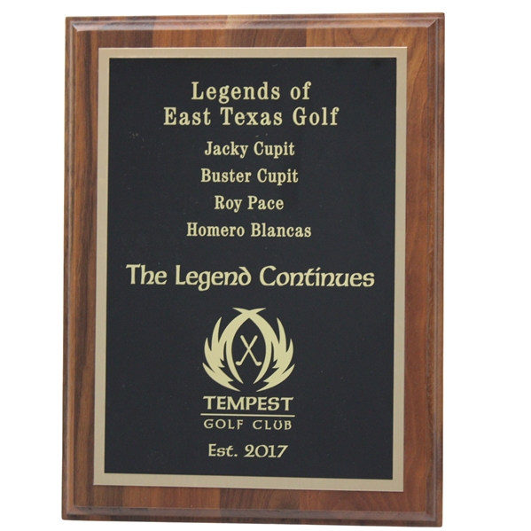 Jacky Cupits Legends Of East Texas Golf Plaque